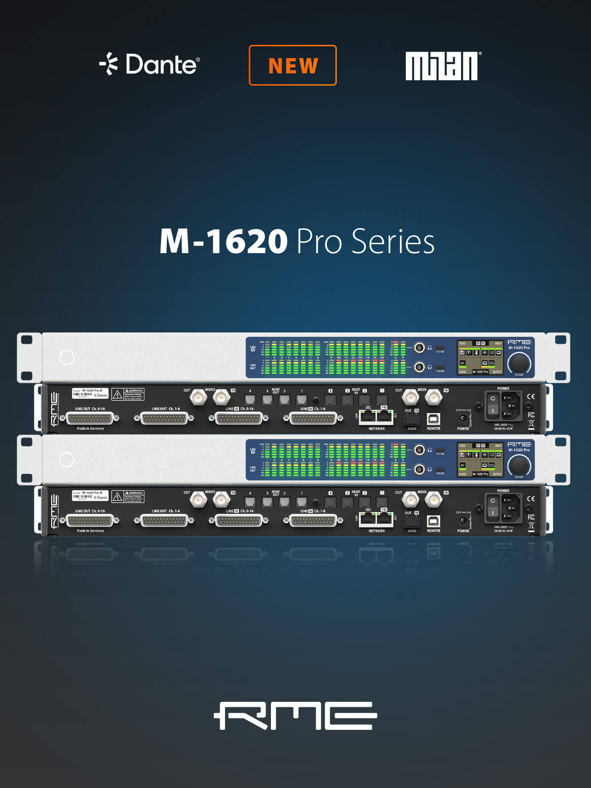 High-end 36-Channel AD/DA Converter Series with ADAT, MADI, Milan or Dante